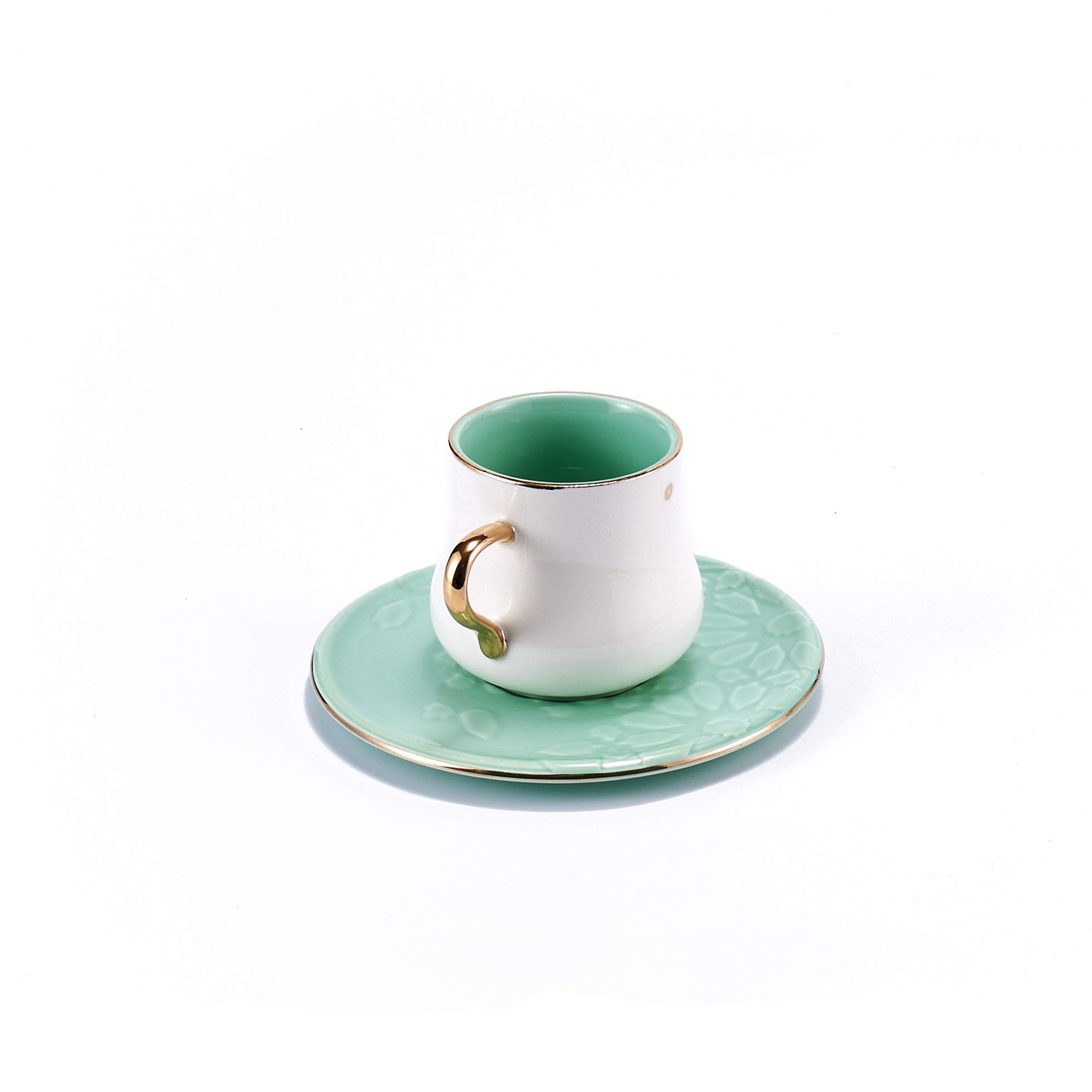 Ikram - English Tea Cups Set - Teal & Gold