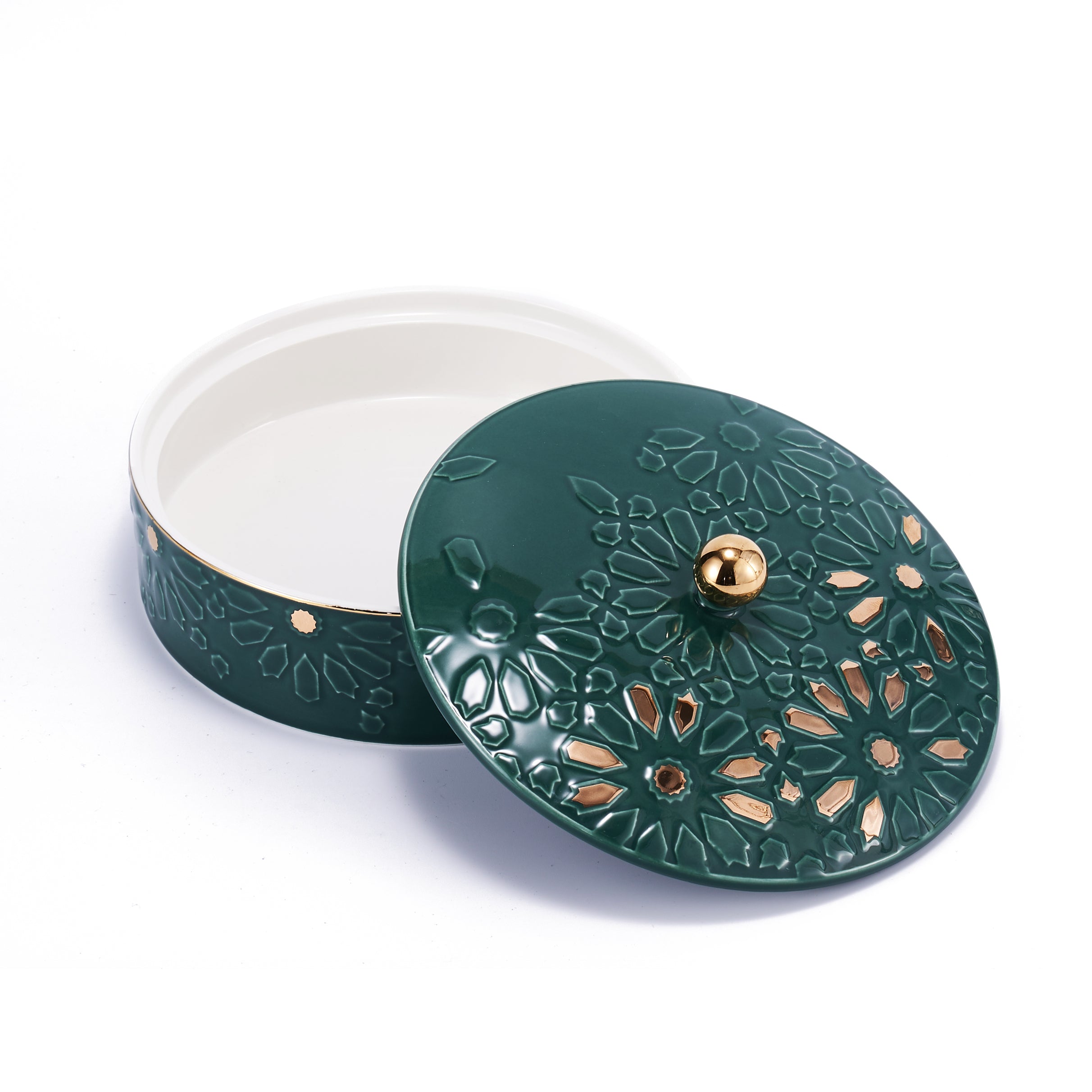 Ikram - Medium Decorative Canister - Green & Gold