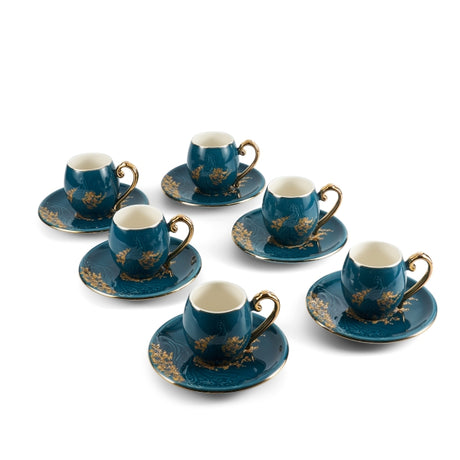 Hera - Porcelain Tea Set, 12Pcs - Grey & Gold