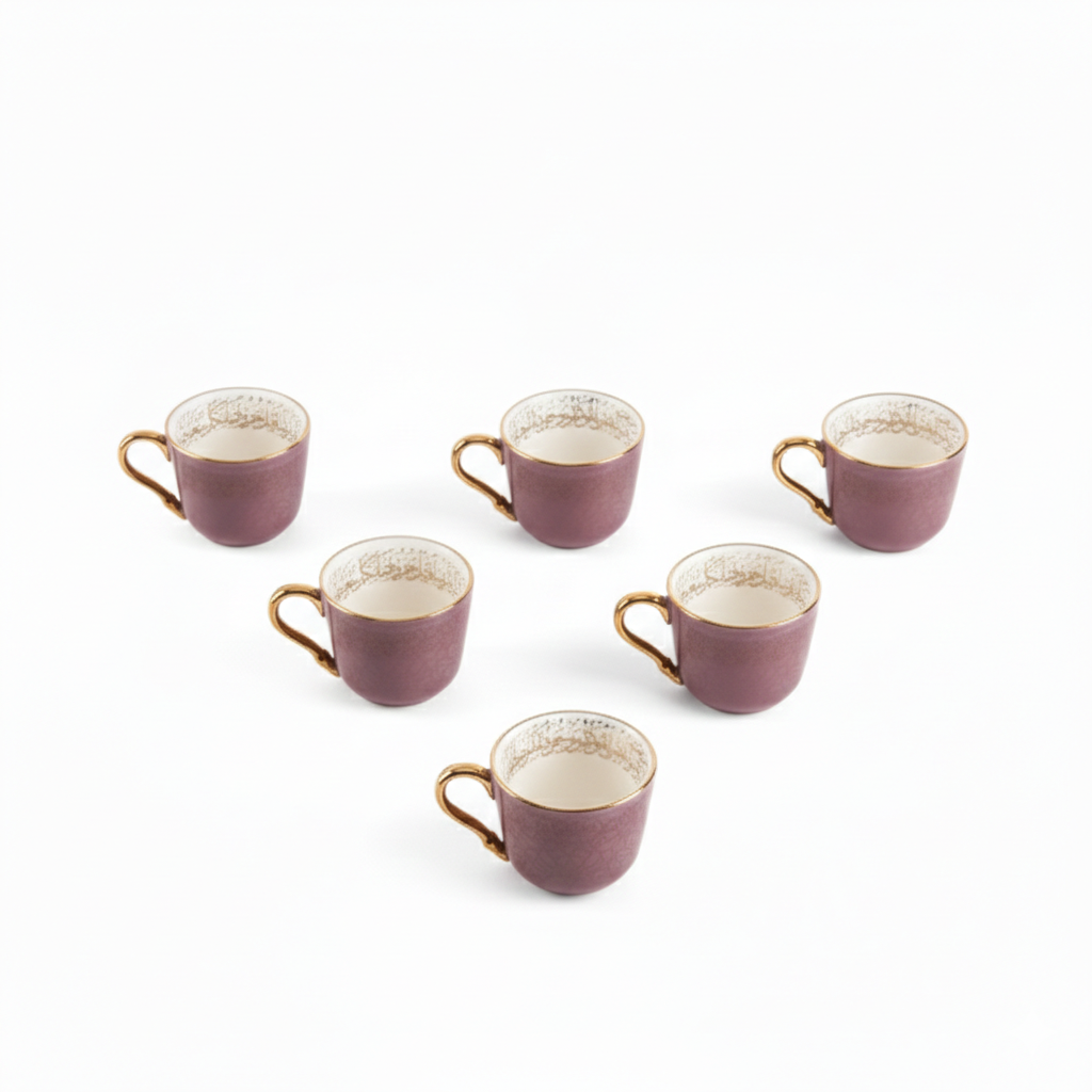 Joud- Espresso/Turkish Coffee Cups Only, 6 Pieces - Purple