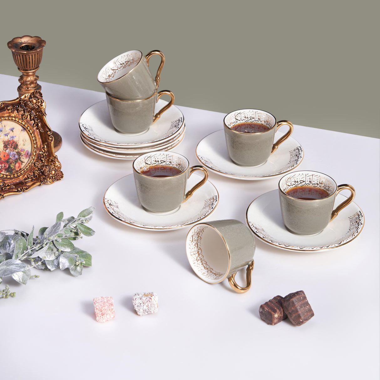 Elegant Joud- Tazas de café espresso/turco -Gris
