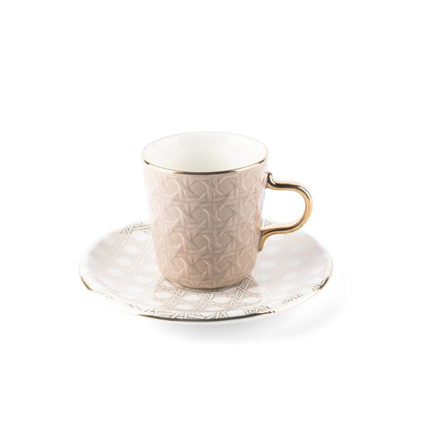 Rattan -  English Tea Cup, Set Of 12- Brown