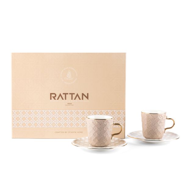 Rattan -  English Tea Cup, Set Of 12- Brown