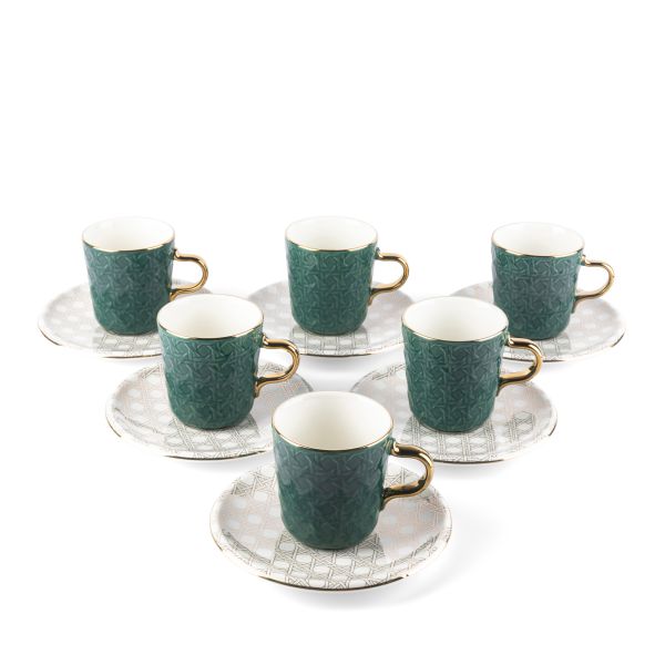 Rattan -  English Tea Cup, Set Of 12- Green