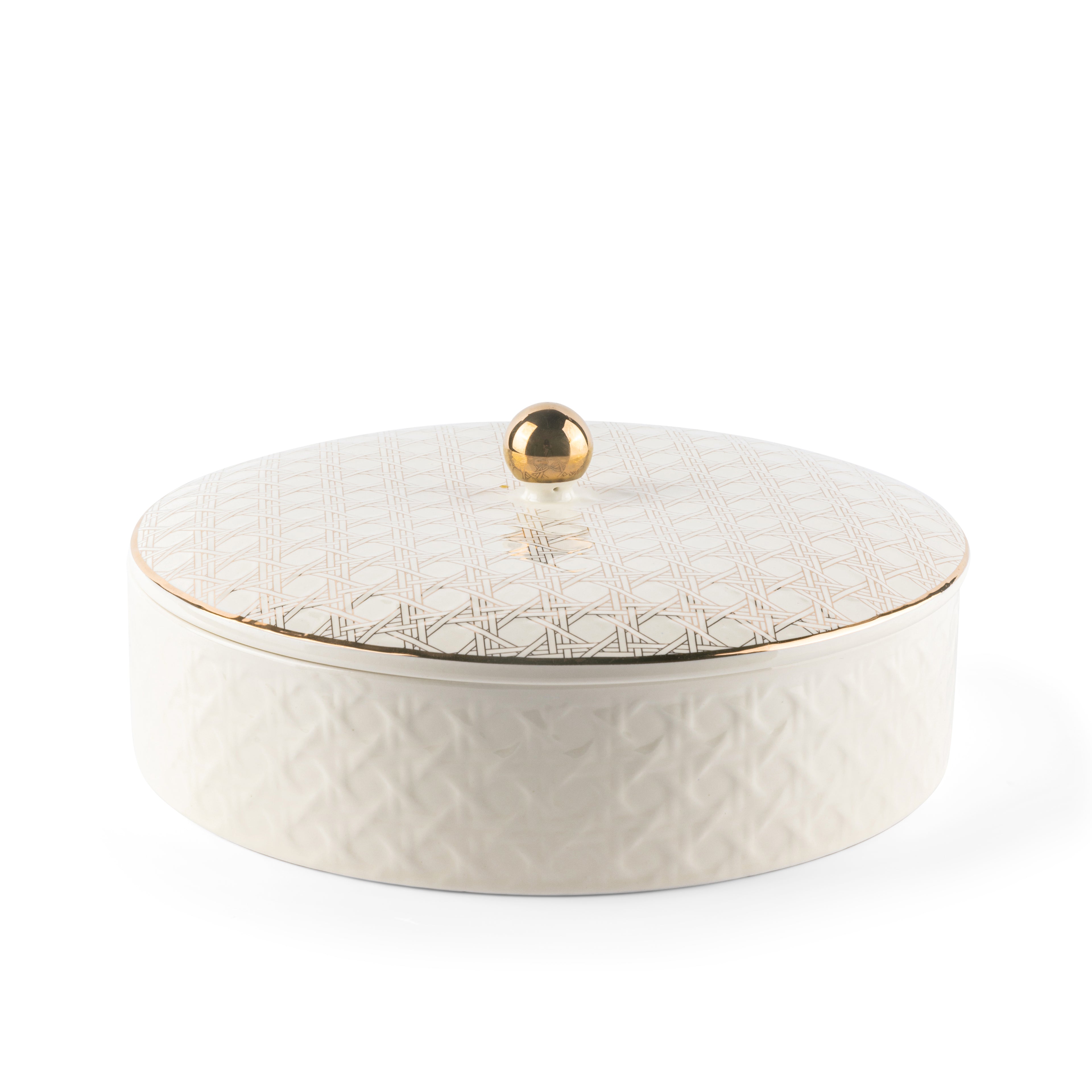 Rattan - Decorative Large Canister/Server - Beige