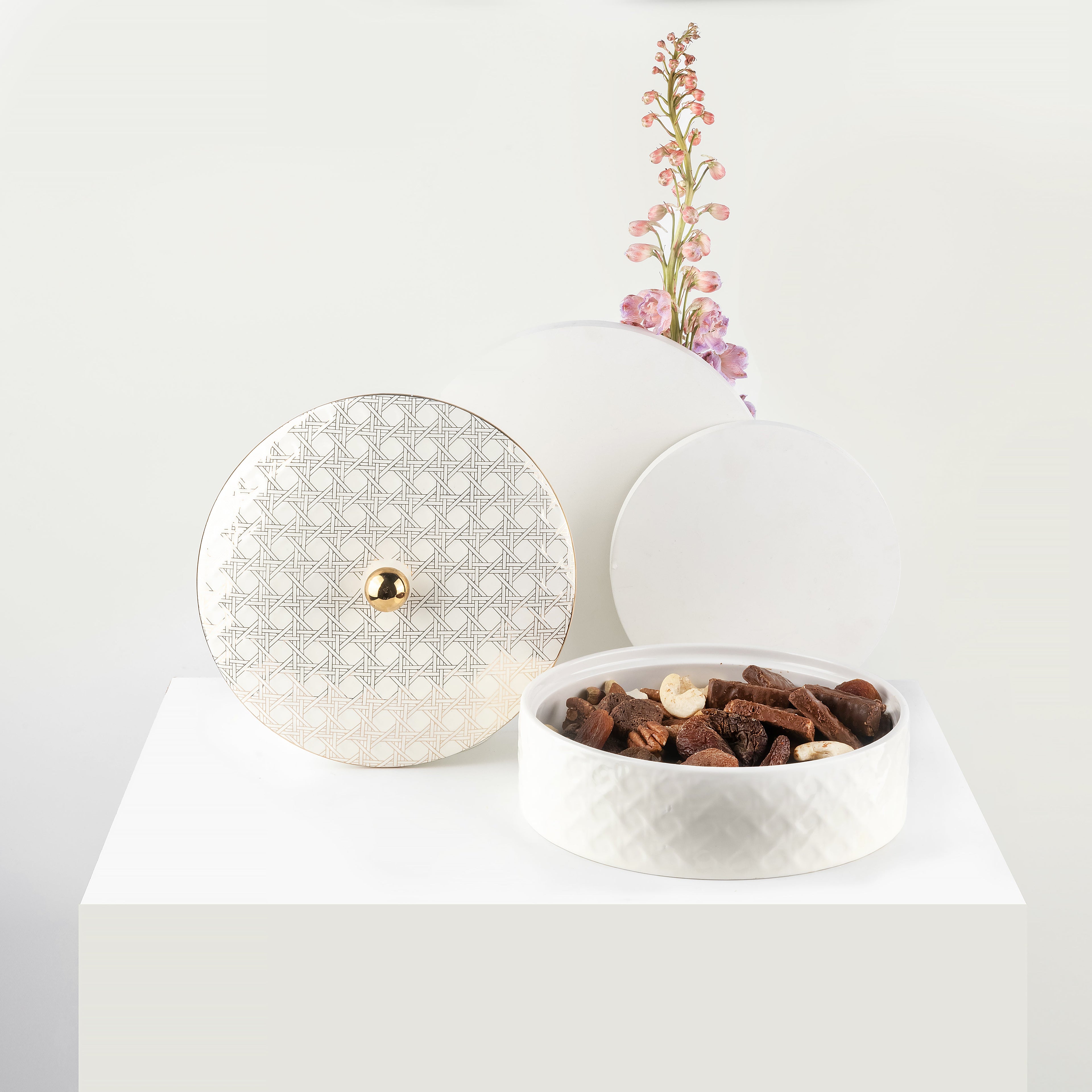 Rattan - Decorative Large Canister/Server - Beige