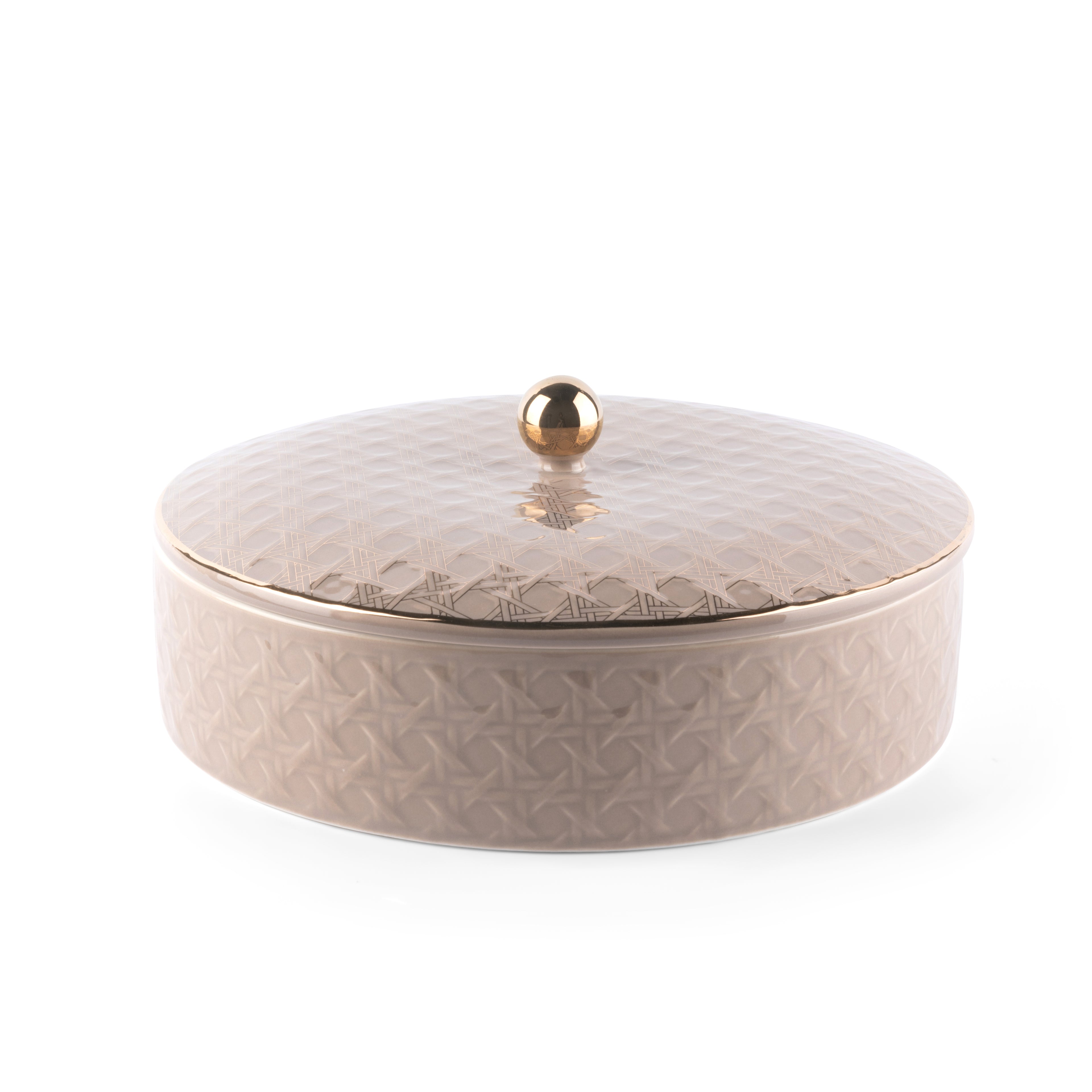 Rattan - Decorative Large Canister/Server - Beige