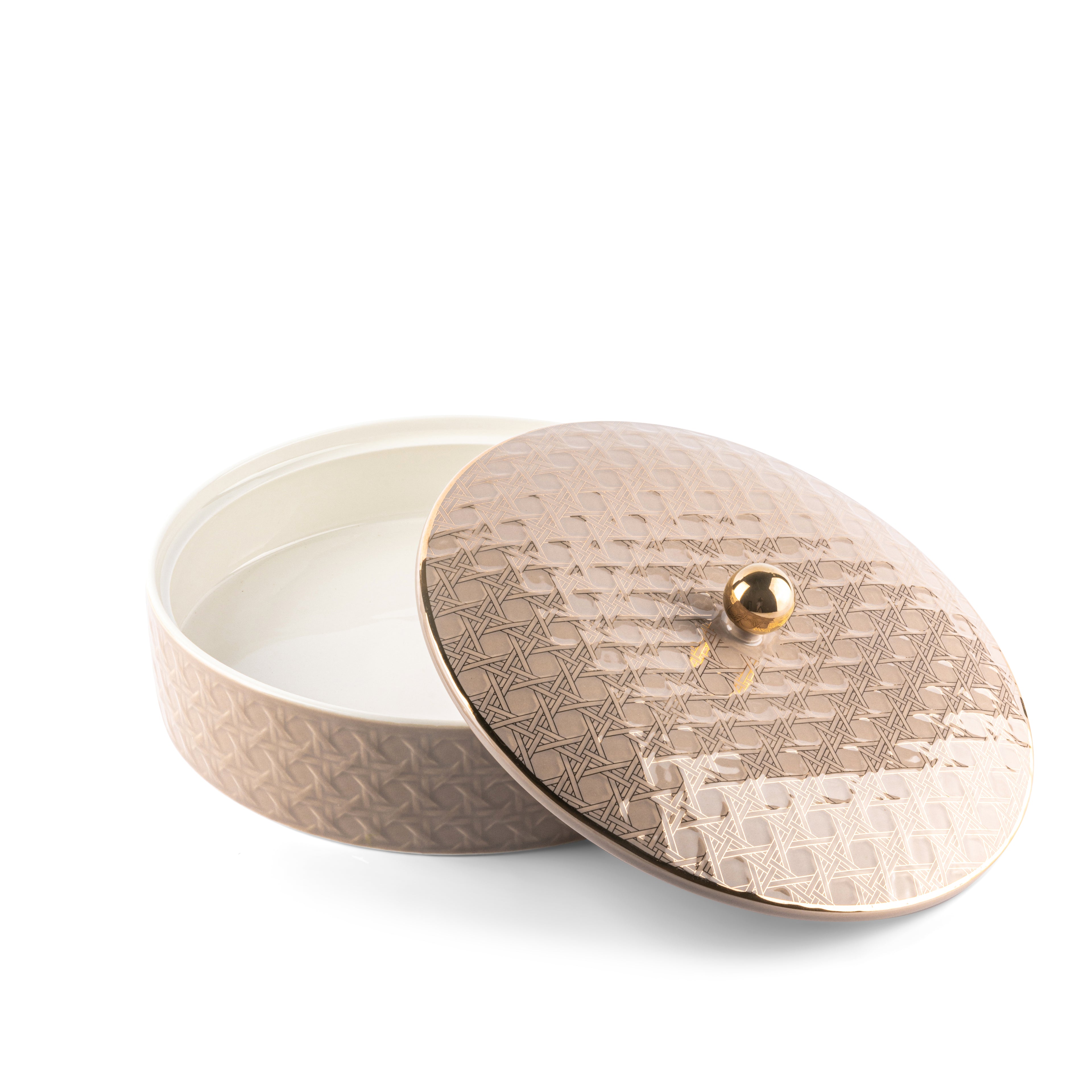 Rattan - Decorative Large Canister/Server - Beige