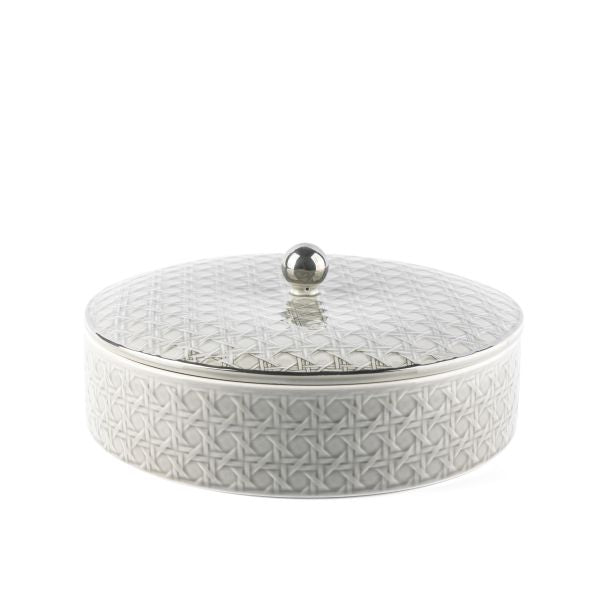 Rattan - Decorative Large Canister/Server - Grey