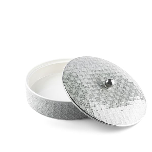 Rattan - Decorative Large Canister/Server - Grey