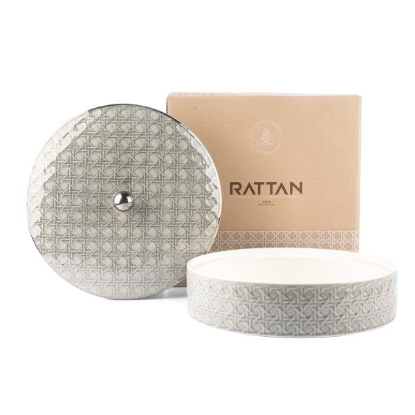 Rattan - Decorative Large Canister/Server - Grey