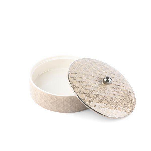 Rattan - Decorative Medium Canister/Server - Beige