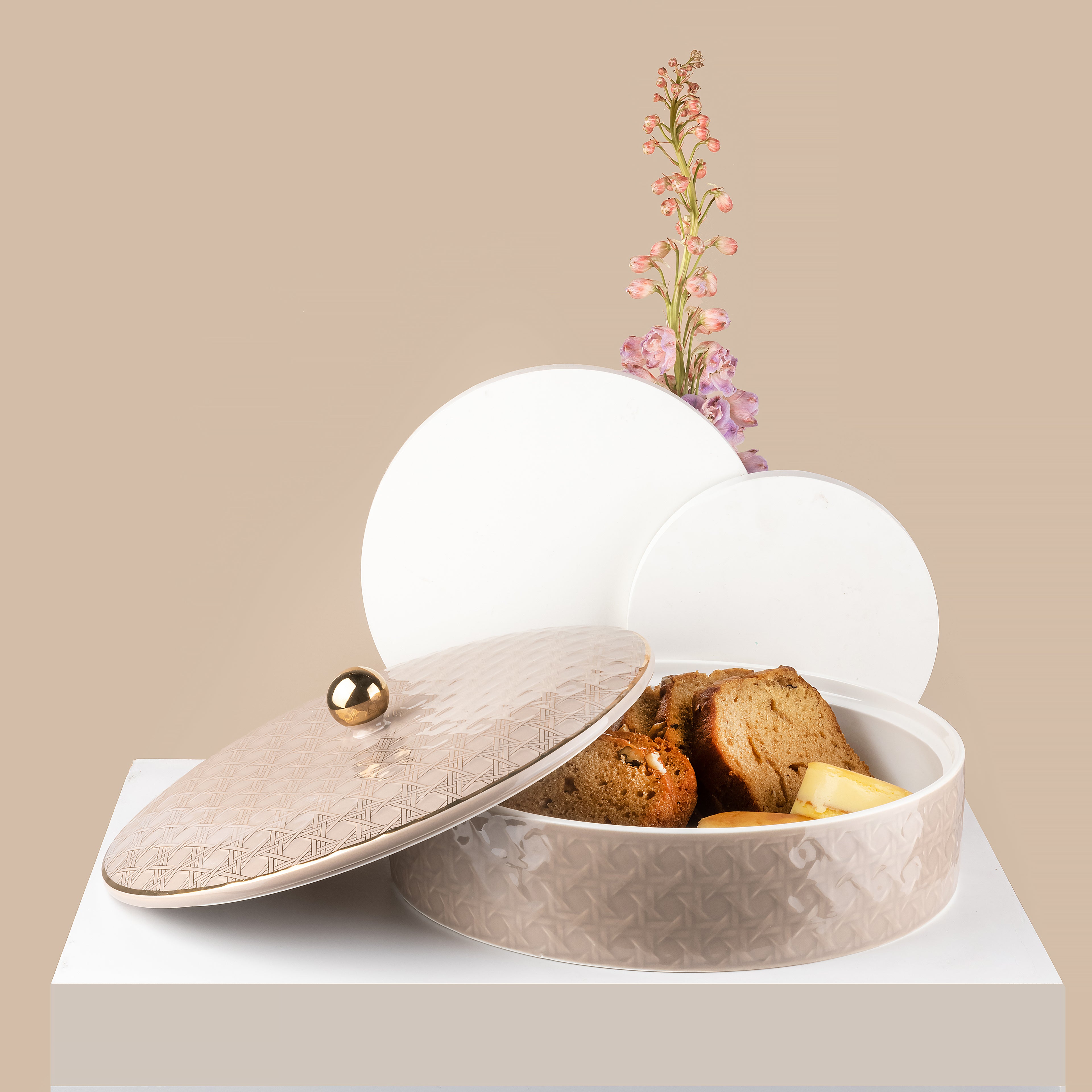 Rattan - Decorative Medium Canister/Server - Brown