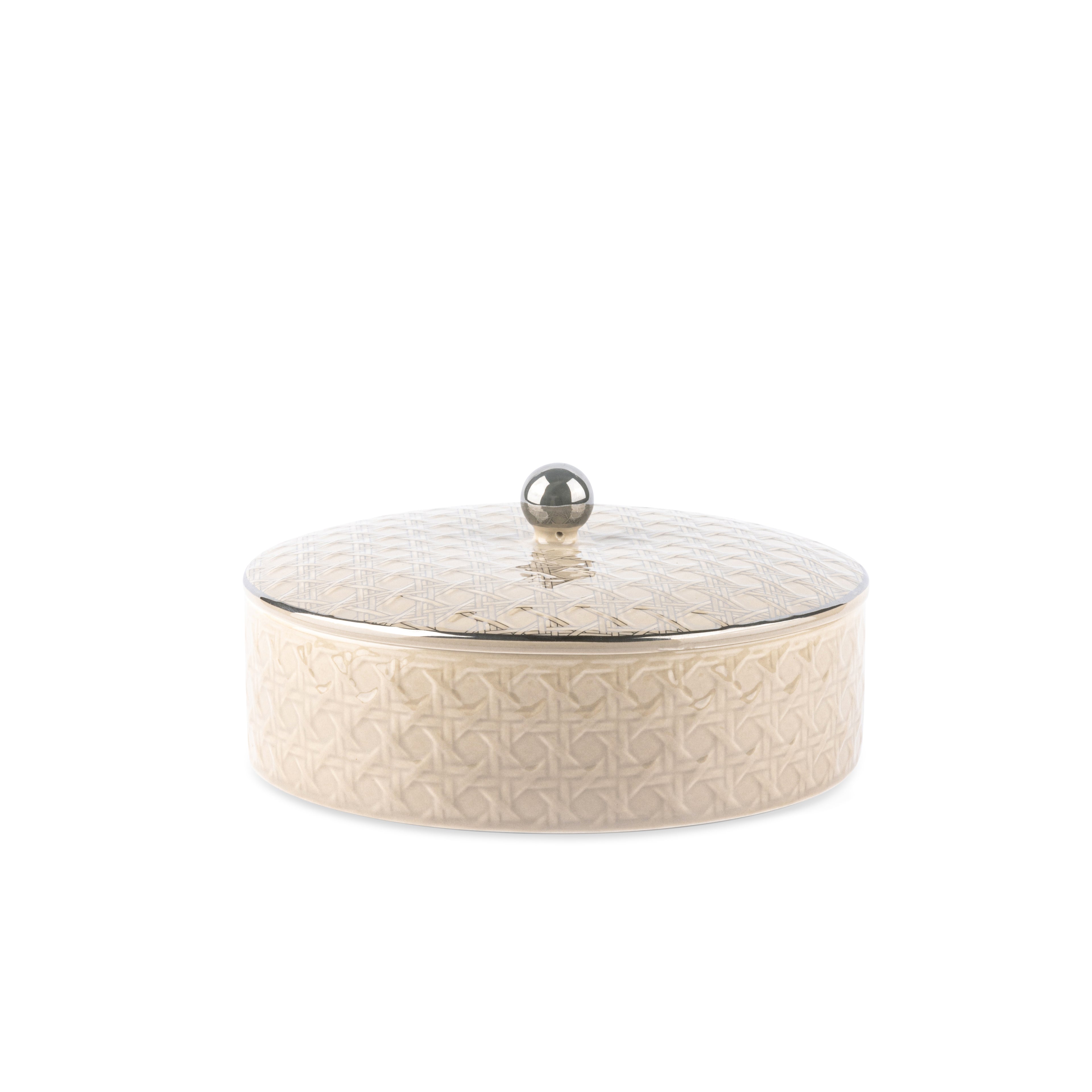 Rattan - Decorative Medium Canister/Server - Pearl