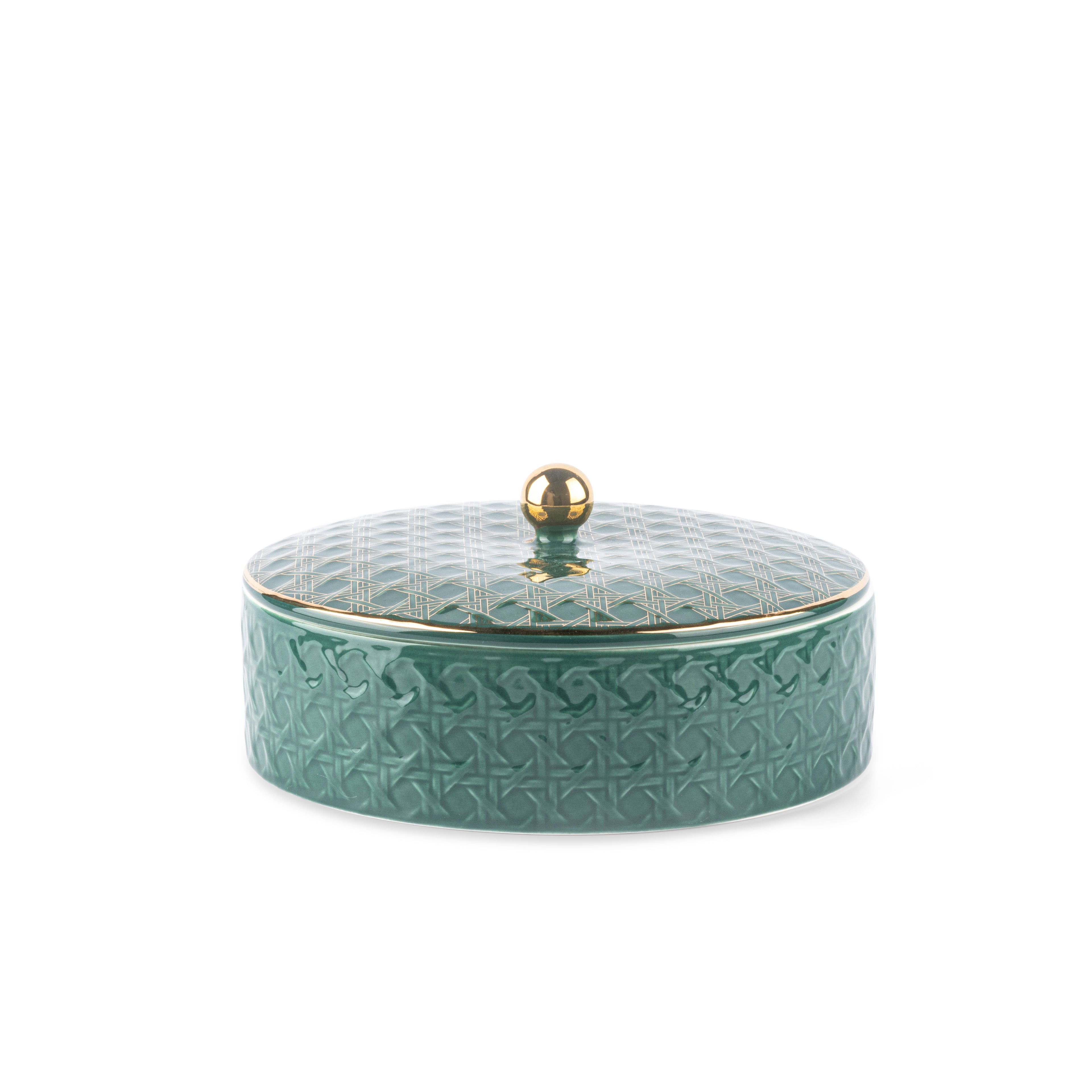 Rattan - Decorative Medium Canister/Server - Green