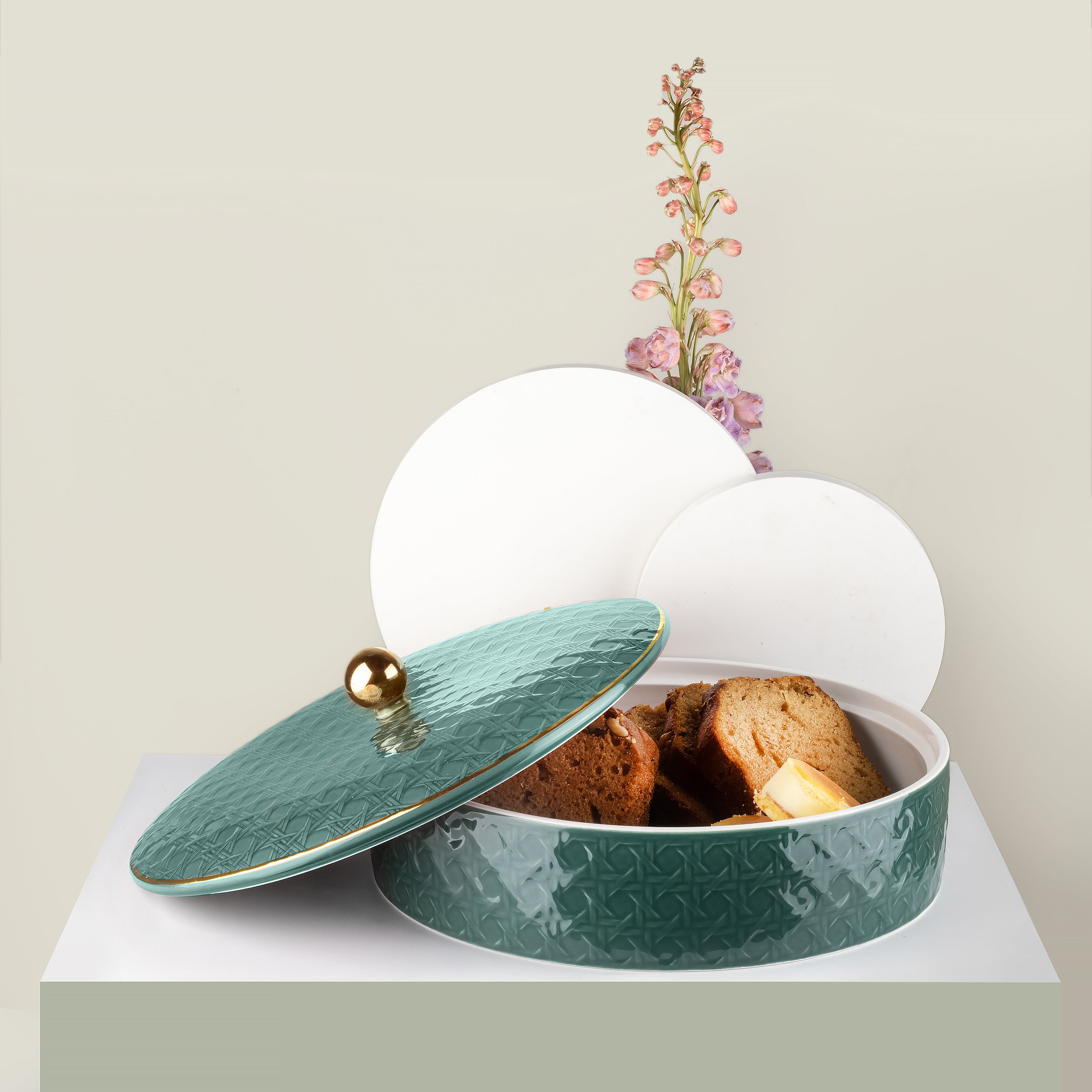 Rattan - Decorative Medium Canister/Server - Green