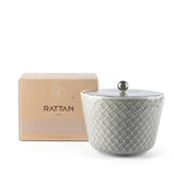 Rattan- Medium Jar - Grey & Gold