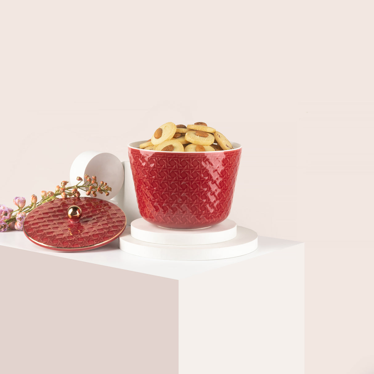 Rattan- Medium Date Bowl- Red & Gold