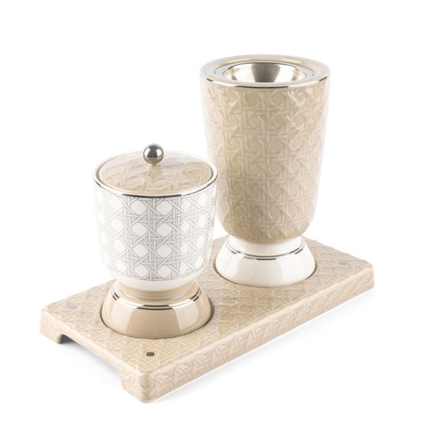 Rattan - Incesne Burner- Beige  & Silver