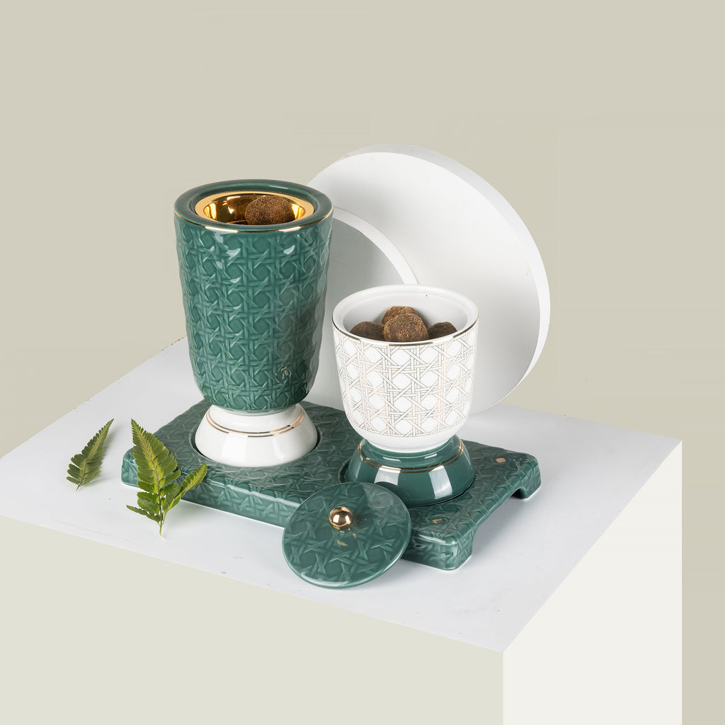 Rattan - Incesne Burner- Green & Gold