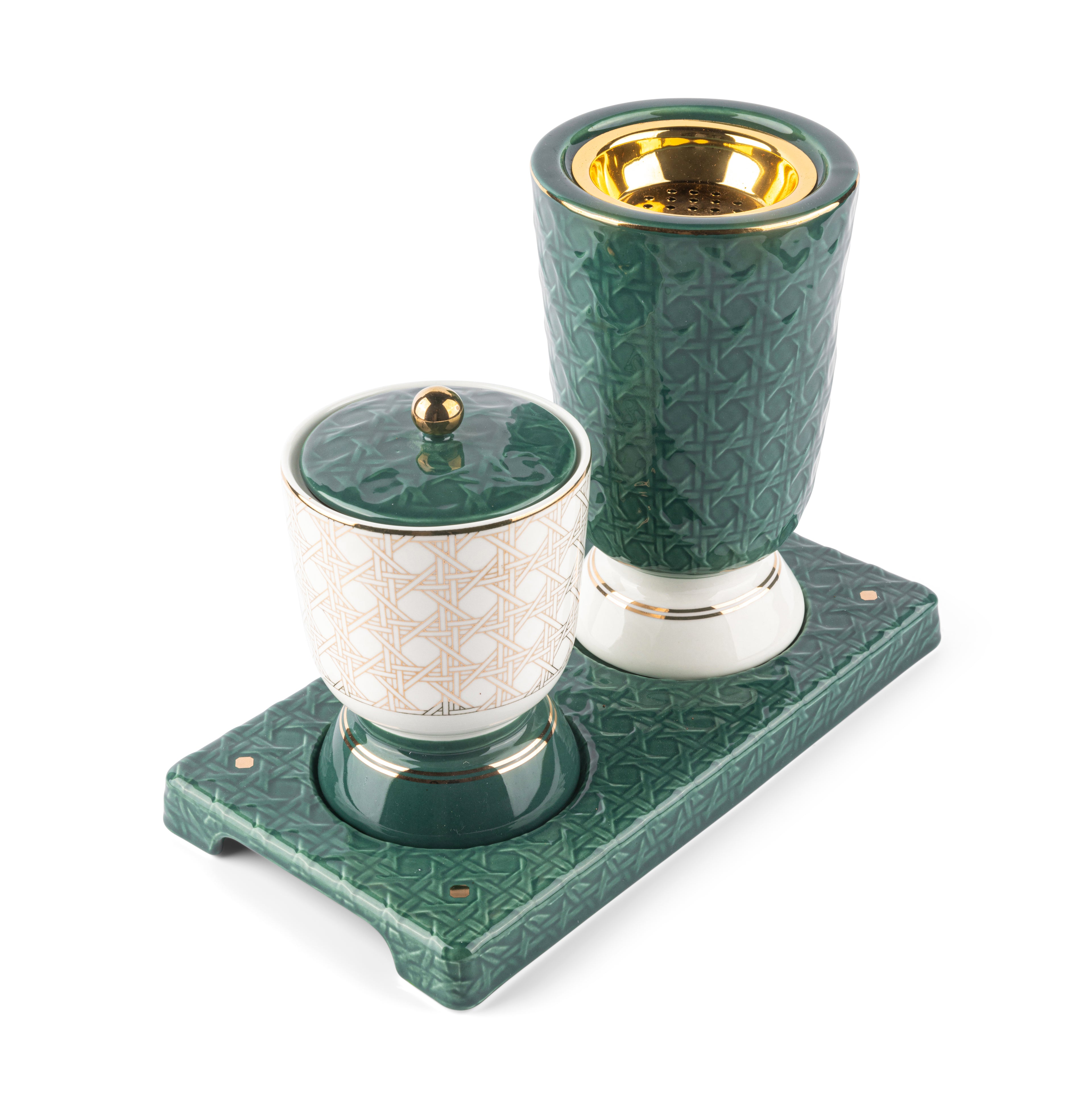 Rattan - Incesne Burner- Green & Gold