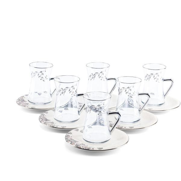 Lilac - Glass Tea Set, 12 Pieces - Grey