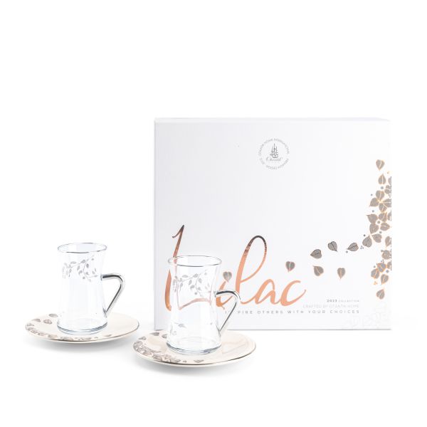 Lilac - Glass Tea Set, 12 Pieces - Grey