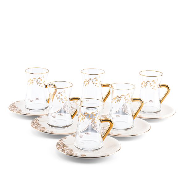 Lilac - Glass Tea Set, 12 Pieces - Beige