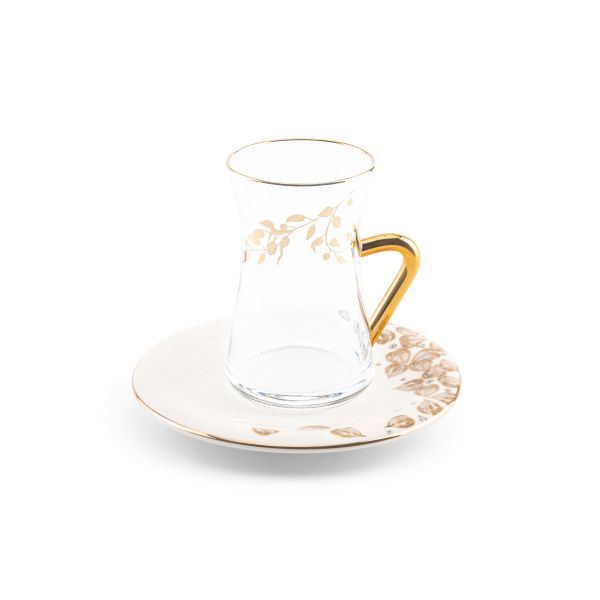 Lilac - Glass Tea Set, 12 Pieces - Beige