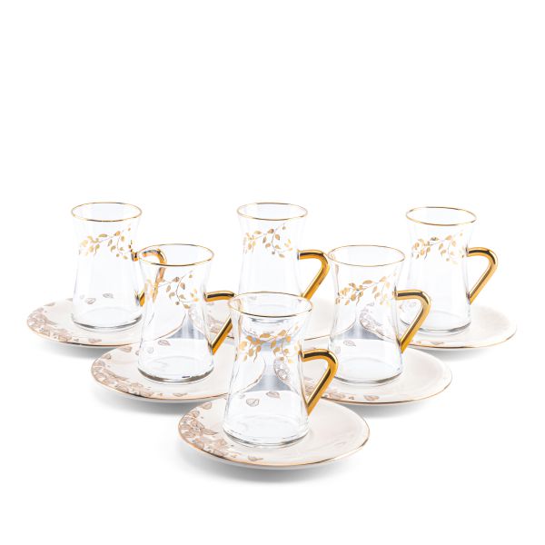 Lilac - Glass Tea Set, 12 Pieces - White