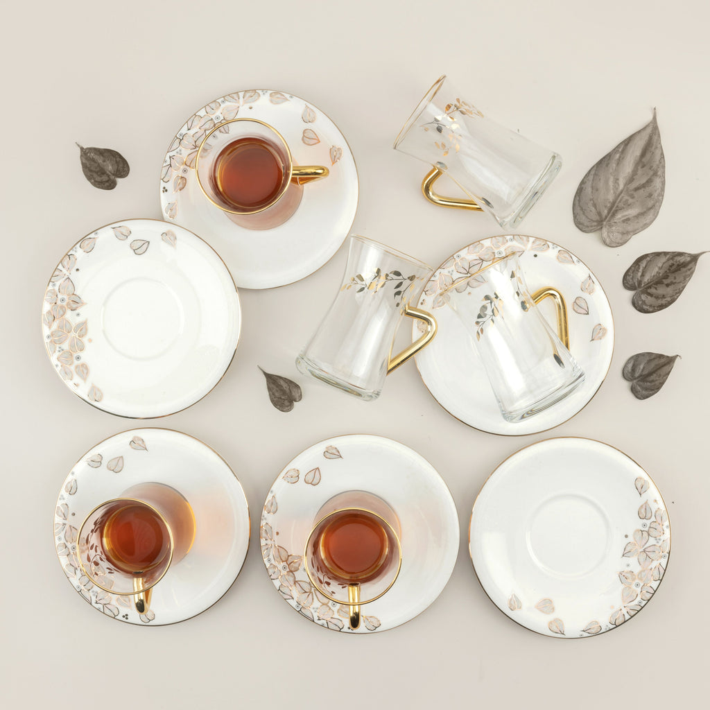 Lilac - Glass Tea Set, 12 Pieces - White