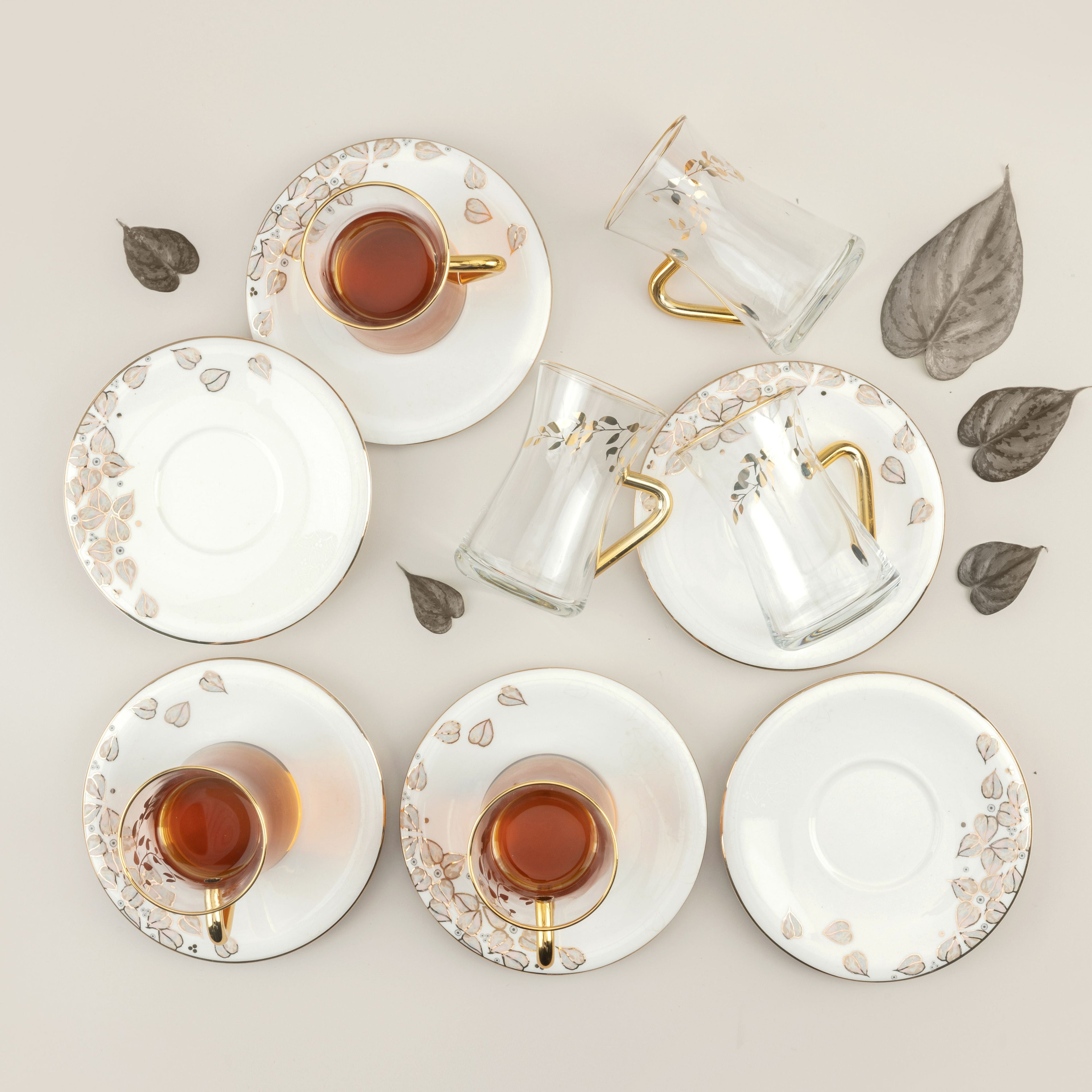 Lilac - Glass Tea Set, 12 Pieces - White