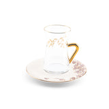 Stylish Lilac - Tea Set (12-Pcs) - Beige & Gold