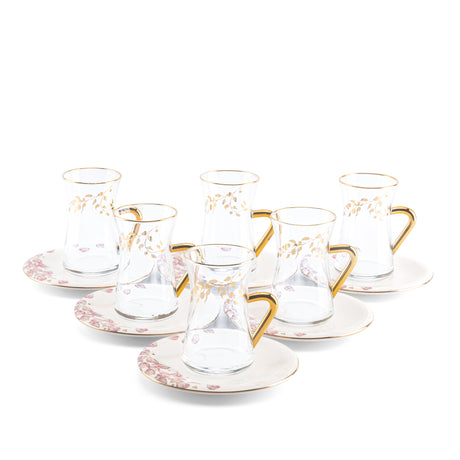 Stylish Lilac - Tea Set (12-Pcs) - Pink & Gold