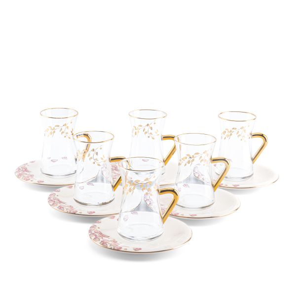 Lilac - Glass Tea Set, 12 Pieces - Pink