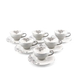 Stylish Lilac -  Esspresso/Turkish Coffee Cups- Grey & Silver