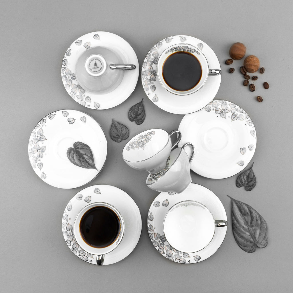 Lilac - Espresso/Turkish Coffee Cups, 12 Pieces - Grey