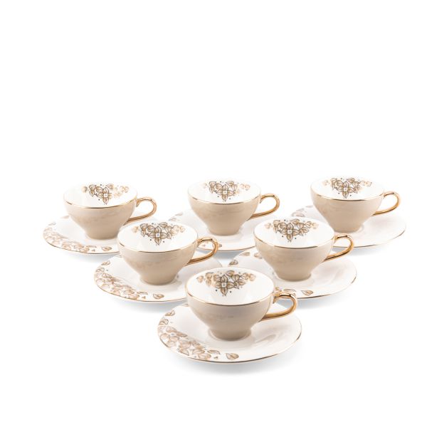 Lilac - Espresso/Turkish Coffee Cups, 12 Pieces - Beige