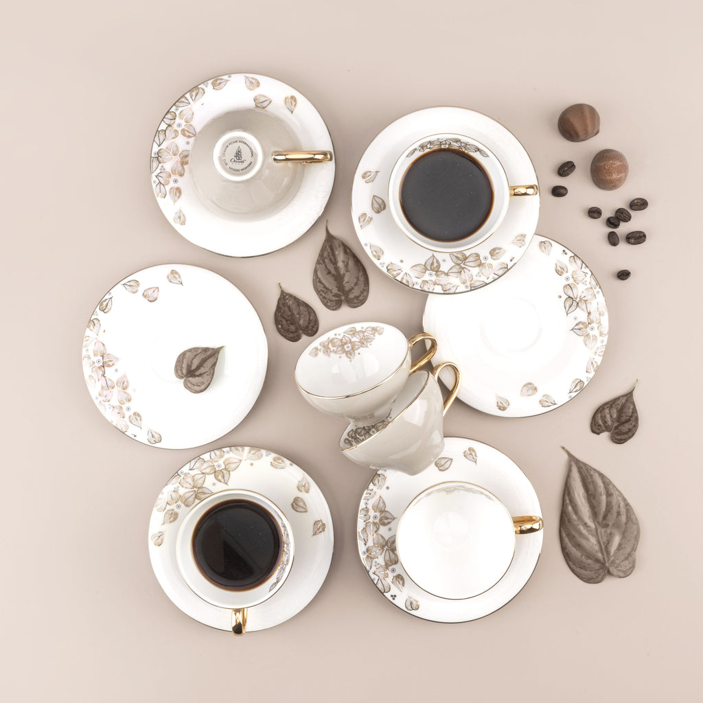 Lilac - Espresso/Turkish Coffee Cups, 12 Pieces - Beige