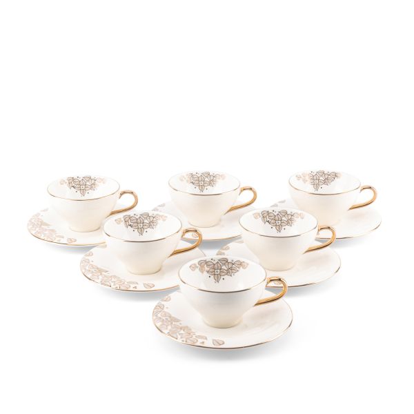 Lilac - Espresso/Turkish Coffee Cups, 12 Pieces - White