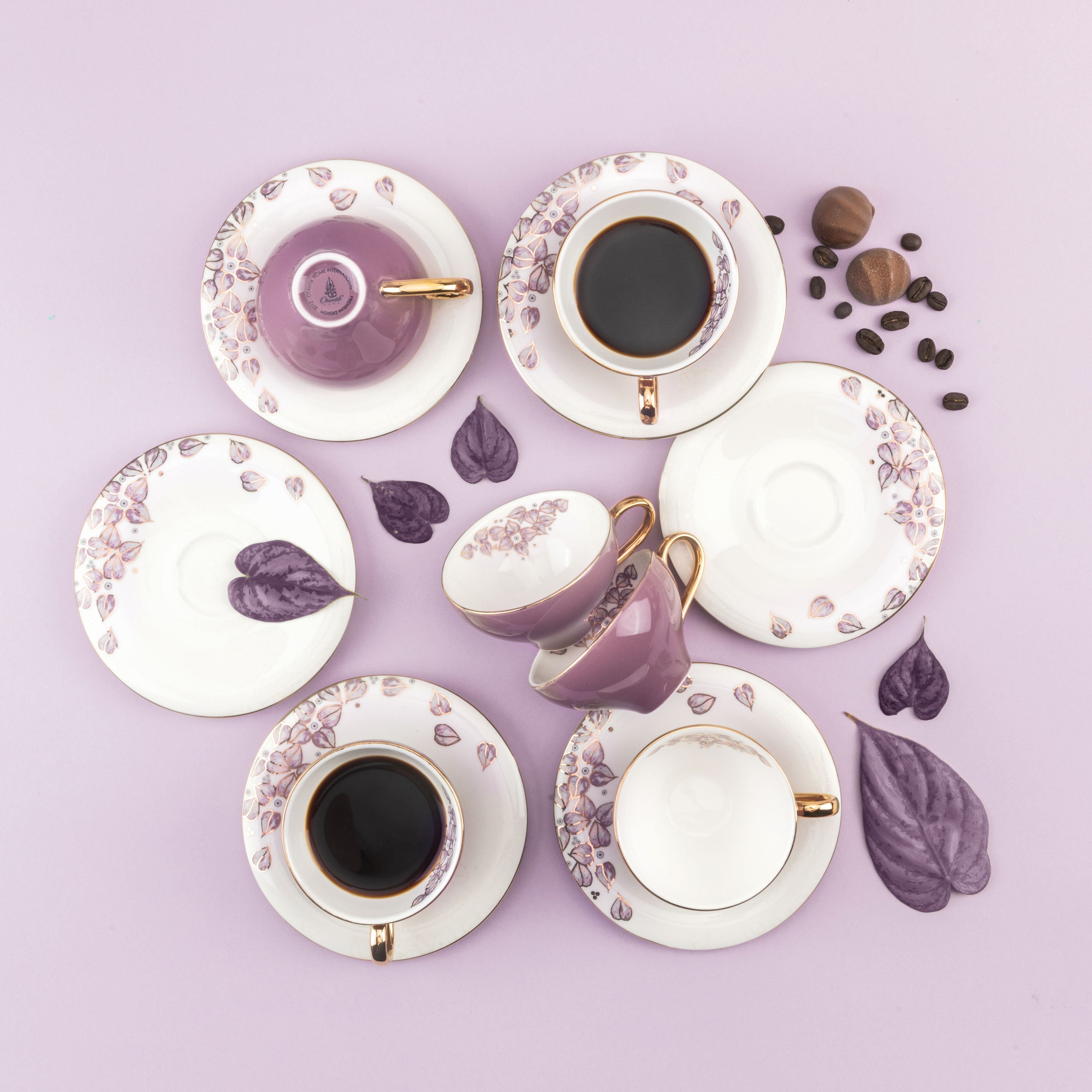 Lilac - Espresso/Turkish Coffee Cups, 12 Pieces - Purple