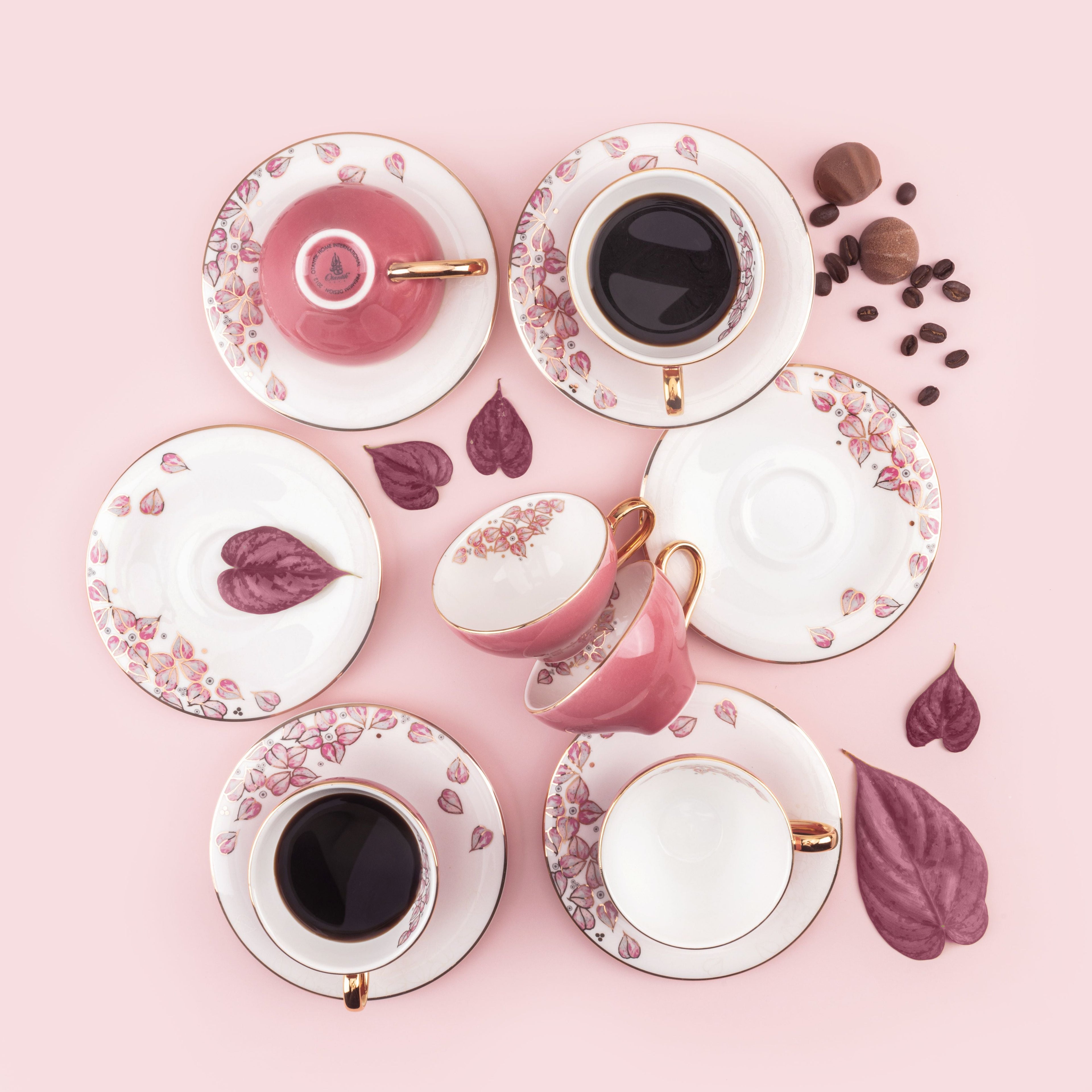 Lilac - Espresso/Turkish Coffee Cups, 12 Pieces - Pink