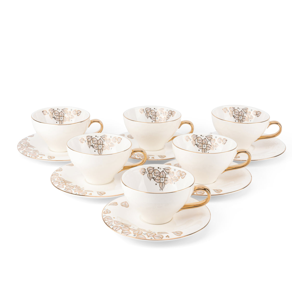 Stylish Lilac - Cappuccino Cups- Snow White & Gold