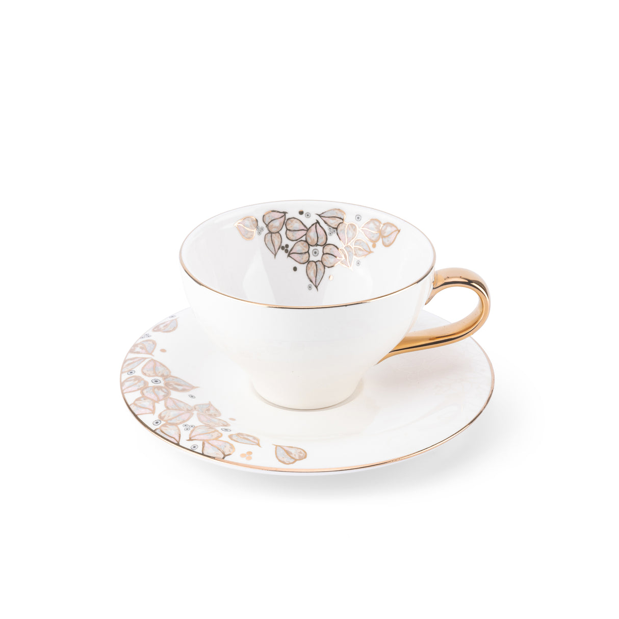 Lila elegante - Tazas de capuchino - Blanco nieve y oro