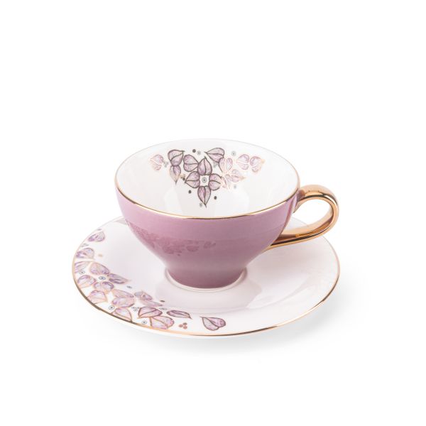 Lilac - English Tea Cup Set, 12 Pieces - Purple