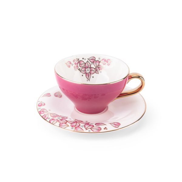 Lilac - English Tea Cup Set, 12 Pieces - Pink