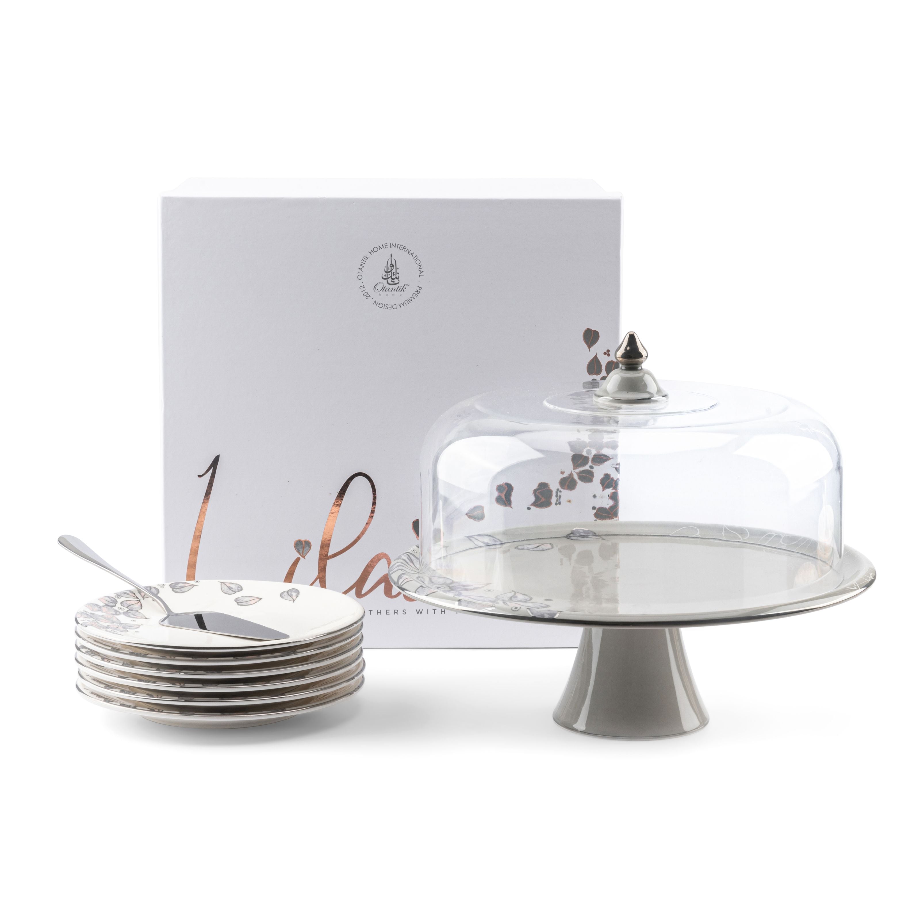 Lilac - Cake Set, 9 Pieces - Grey