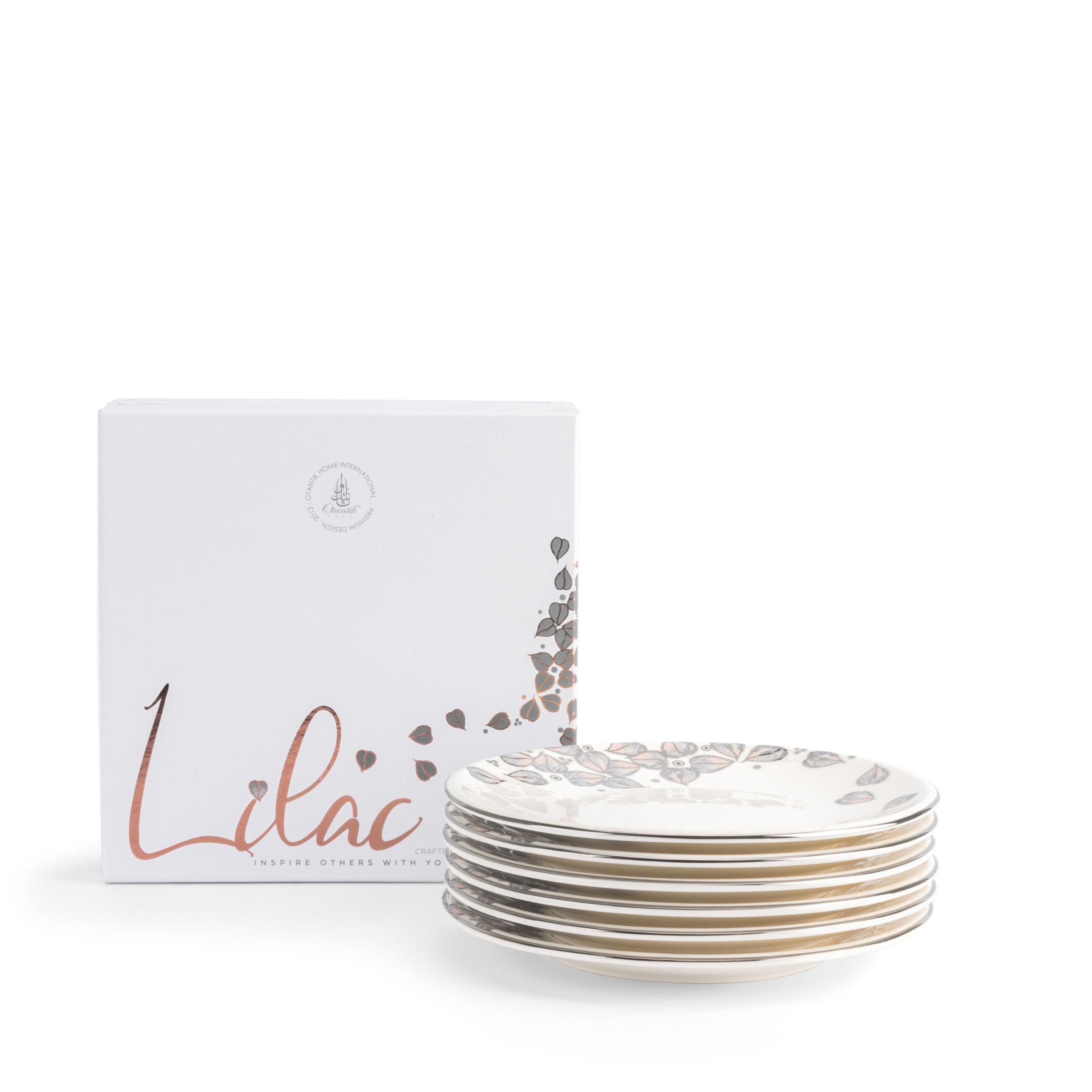 Lilac - Dessert Plate Set, 6 Pieces - Grey