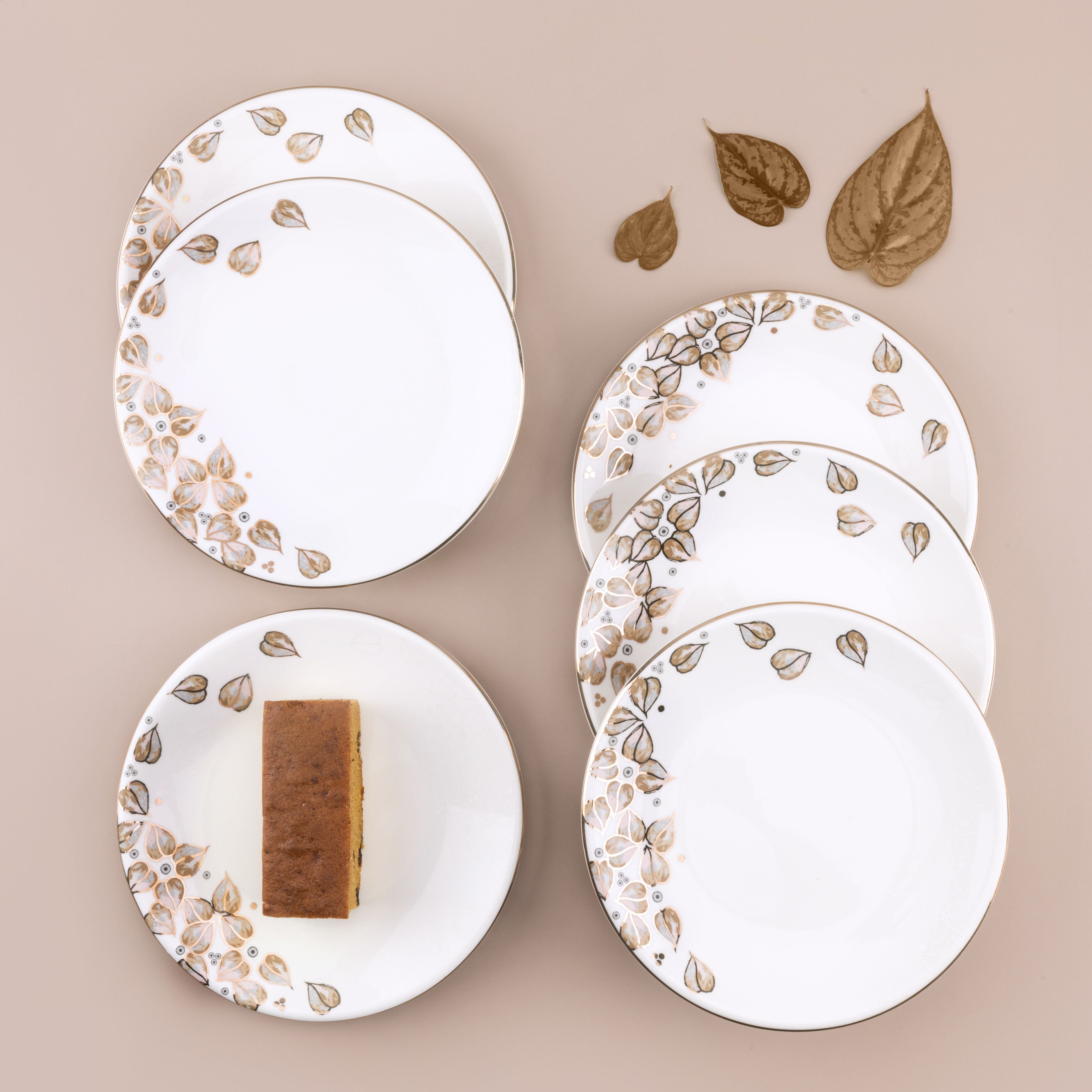 Lilac - Dessert Plate Set, 6 Pieces - Beige