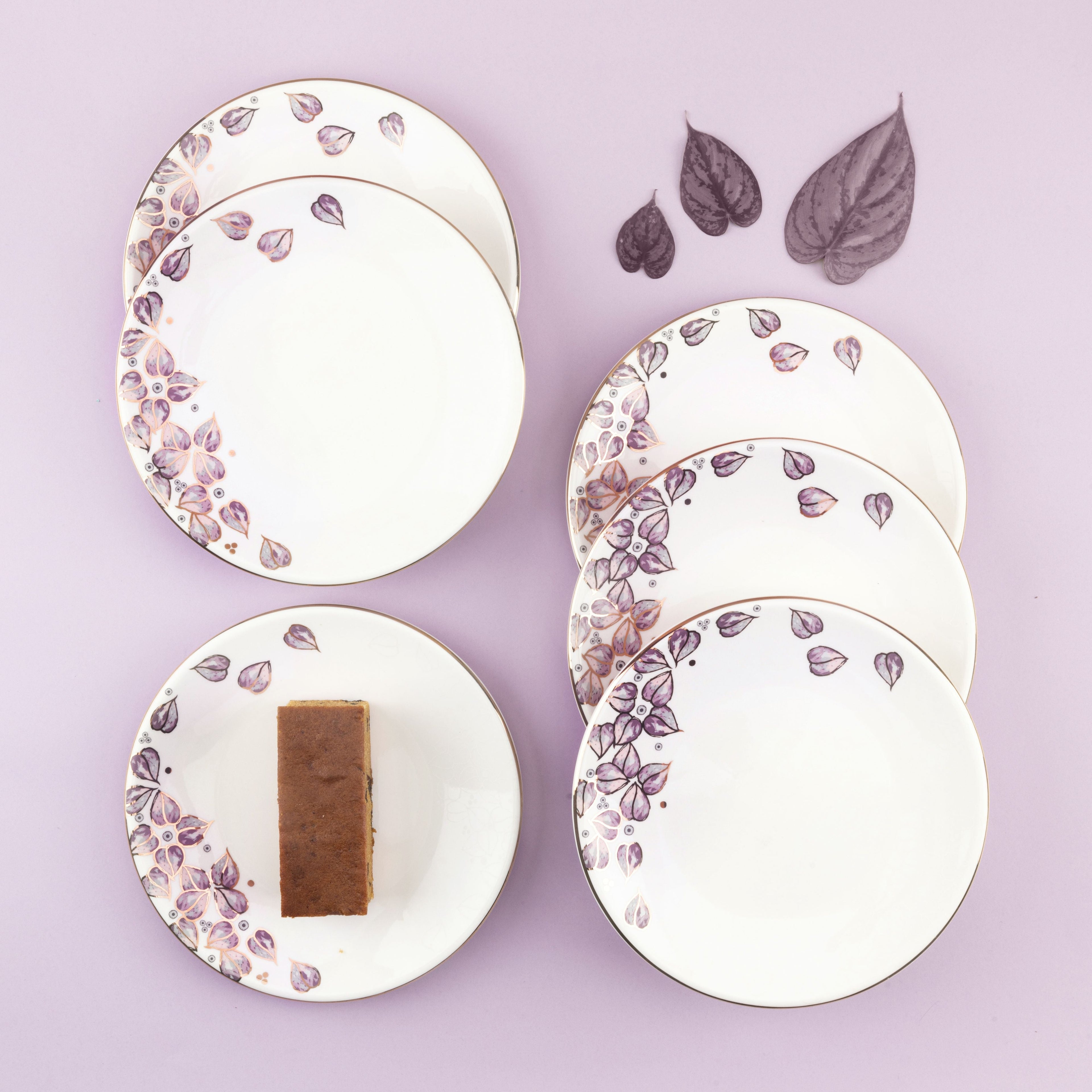 Stylish Lilac - Dessert Serving Plates - Purple & Gold